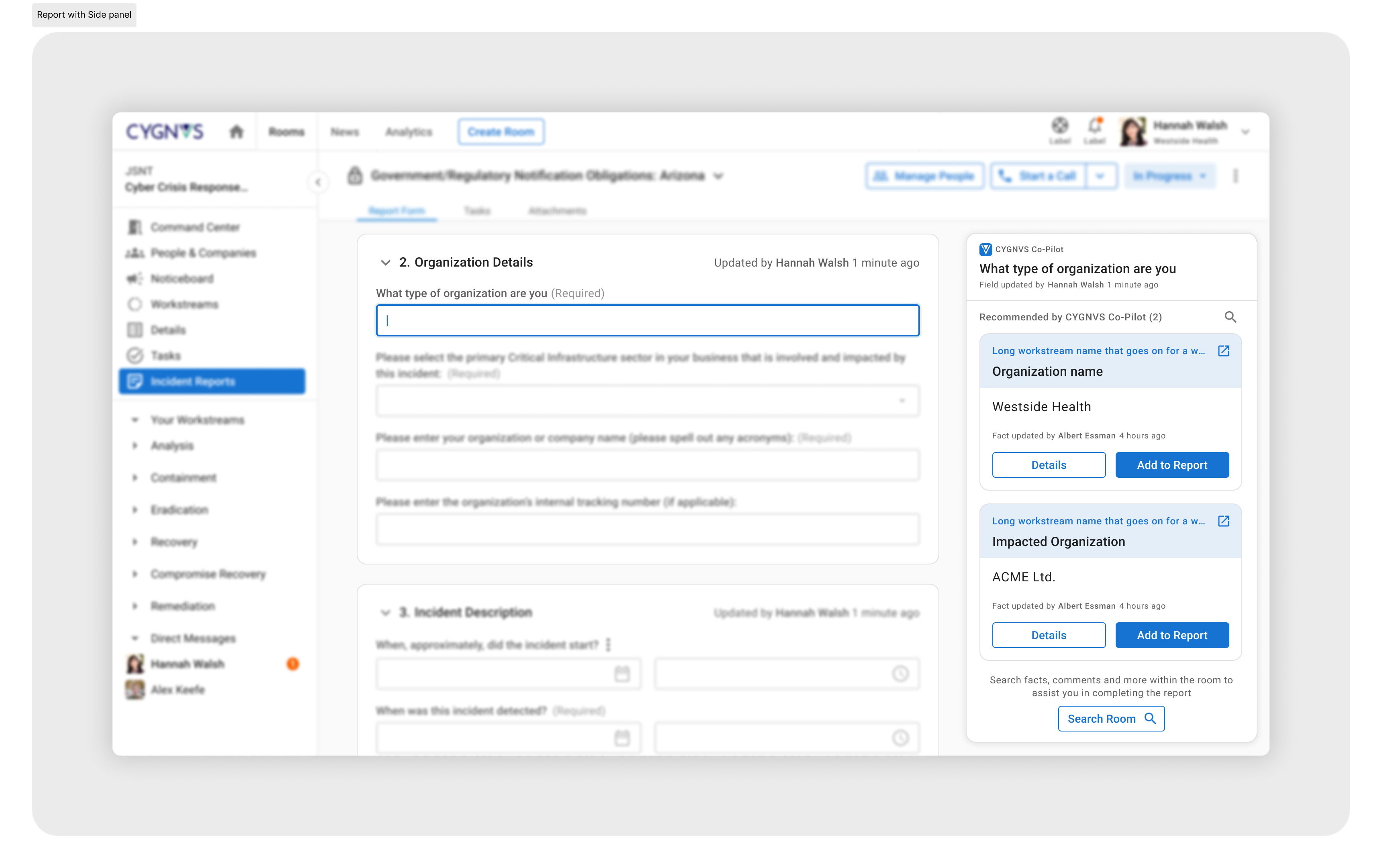 Report with side panel